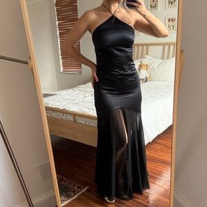 Reformation Tosca Silk Elegant Black Halter Maxi Dress wedding guest
